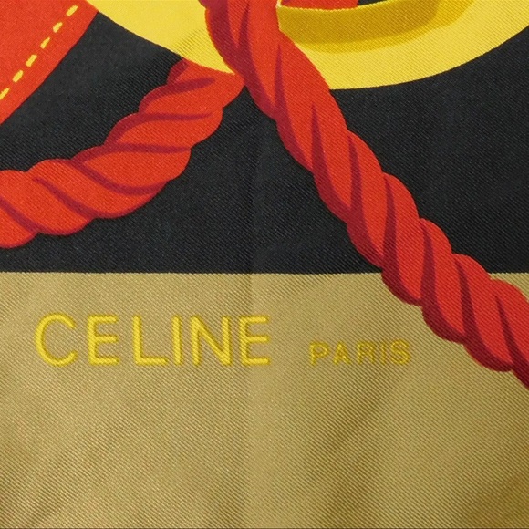 AUTH Celine Chain Pattern Silk Scarf - Picture 5 of 5